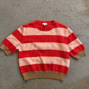 Red and Pink Striped Sweater by topshop